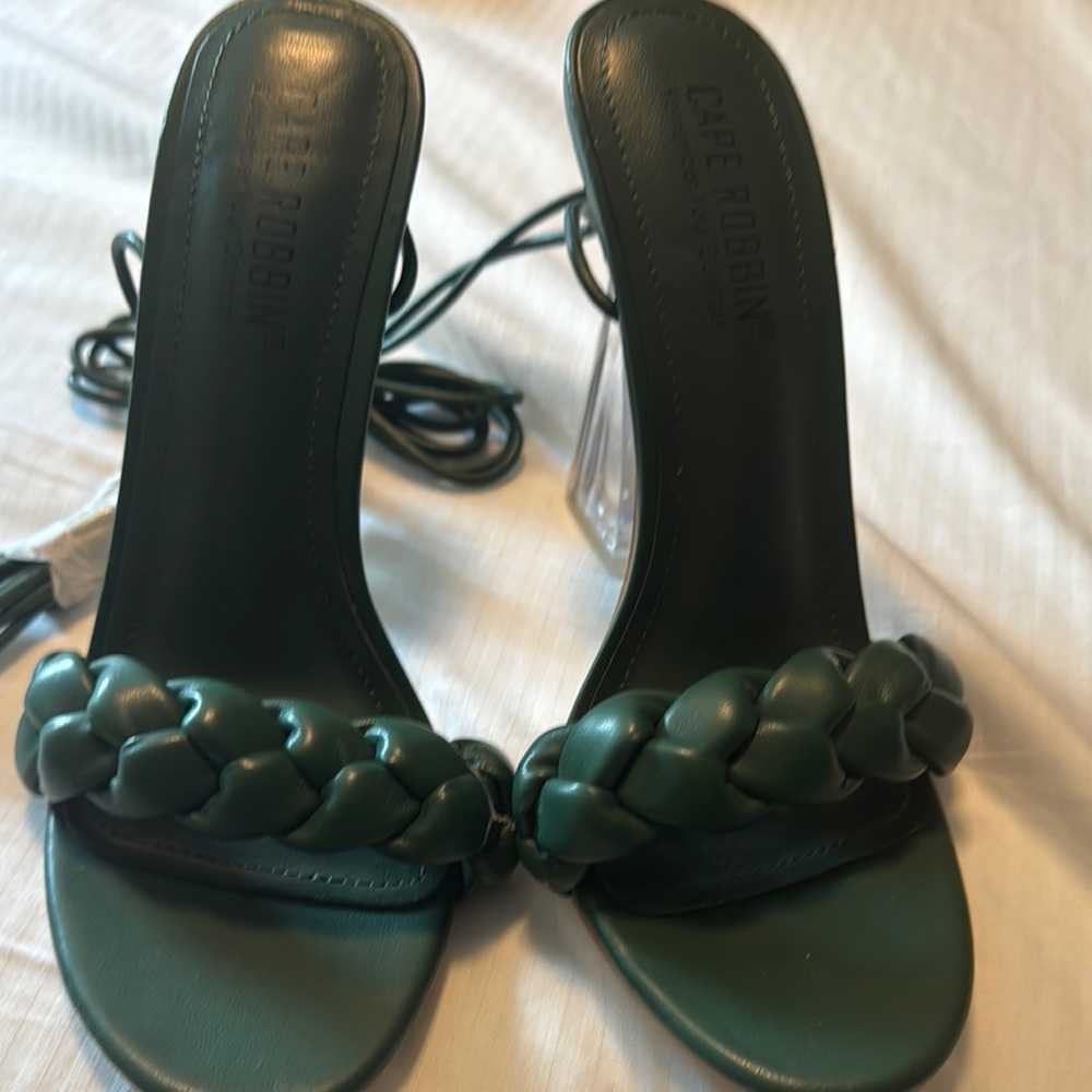Cape Robbin Green Braided Heels